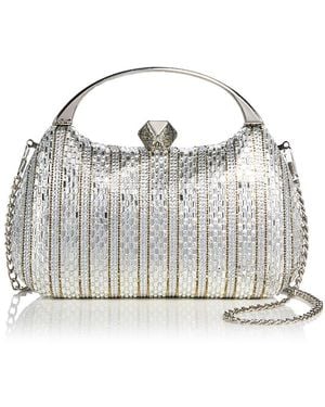 Aqua Crystal Minaudiere Clutch - Metallic