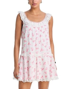 Aqua Lace Mini Shirt Dress in White | Lyst