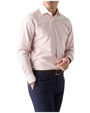 Robert Talbott Reynolds Multi Stripe Light Weight Poplin Shirt - Pink