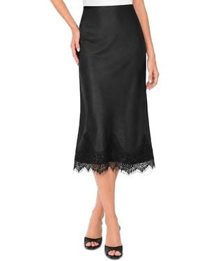 Vince Camuto Scalloped Lace Hem Midi Skirt - Black