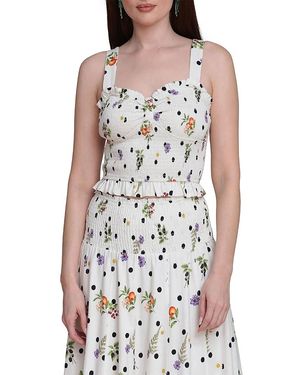 Avec Les Filles Smocked Ruffle Tank - White