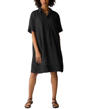 eileen fisher classic collar dress Eileen Fisher Classic Collar Mini Dress in Black