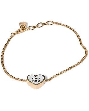Miu Miu Metal Heart-Shaped Charm Bracelet - Metallic