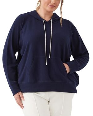 Karen Kane Plus Size Rhinestone Drawstring Hoodie Sweatshirt - Blue