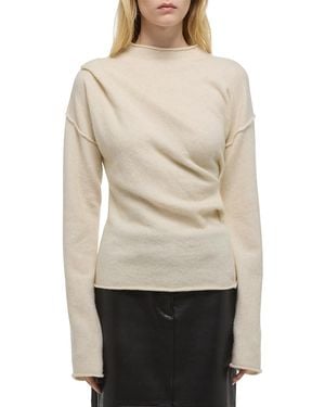 Helmut Lang Plush Slouchy Crewneck Sweater - Natural