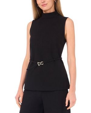 Vince Camuto Mock Neck Sleeveless Sweater - Black