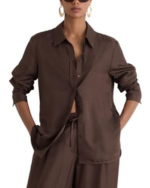 Reiss Aliana Jacquard Silk Shirt - Brown