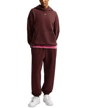 Nike Studio Cotton Blend High Rise Oversized Cuffed Pants - Red