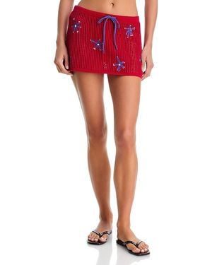 STAUD Zya Mini Skirt Swim Cover-Up - Red