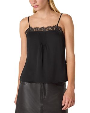 Whistles Lace Trim Crepe Cami Top - Black