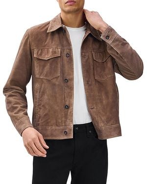 Rag & Bone Suede Trucker Jacket - Brown