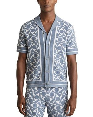 Reiss Edmonds Short Sleeve Cuban Toweling Shirt - Blue