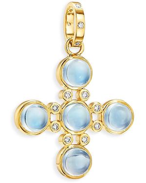 Temple St. Clair 18K Fj Moonstone & Diamond Four Elements Cross Pendant - Metallic