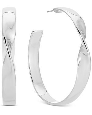 Ettika Twist Square Medium Hoop Earrings - White