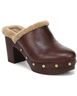Veronica Beard Larken Shearling Lined Leather Clogs - Brown