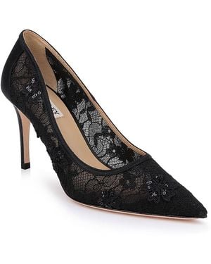 Badgley Mischka Rania Satin & Lace High Heel Pumps - Black