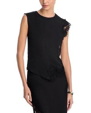 Aqua Lace Inset Slip Top - Black