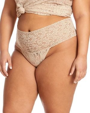 Hanky Panky Plus Retro Lace Thong - Natural