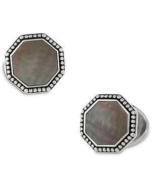Jan Leslie Octagon Mother-Of-Pearl Antique Border Cufflinks - Metallic