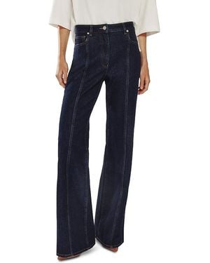 Reiss June Mid Rise Flare Leg Pin Stitch Jeans - Blue