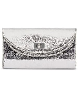 Sandro Mambo Metallic Leather Clutch - Gray