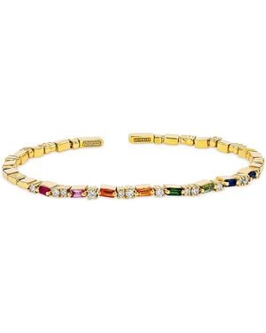 Suzanne Kalan 18K Sapphire Baguette & Diamond Bangle Bracelet - Metallic