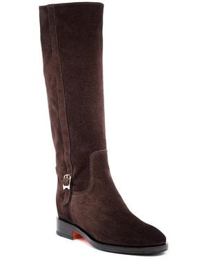 Santoni Suede Riding Boot - Brown