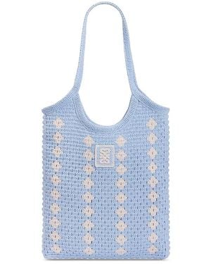 Sandro Two Tone Crochet Mesh Tote - Blue