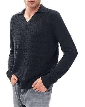 Rag & Bone Charles Long Sleeve Wool Polo Sweater - Blue