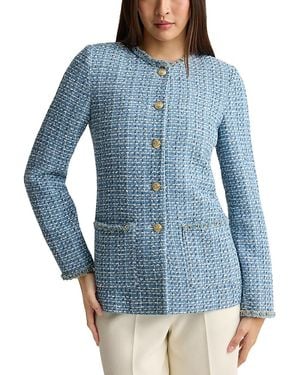 St. John Cotton Blend Tweed Jacket - Blue