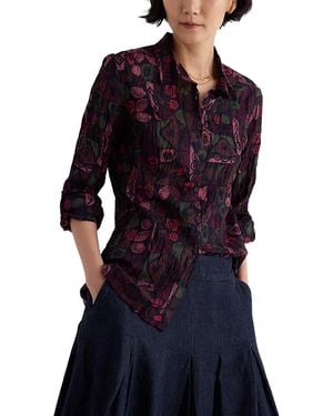 Seasalt Cornwall Larissa Crinkled Cotton 3/4 Sleeve Shirt - Blue