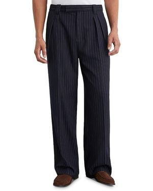 Reiss Relaxed Fit Fund Pleated Pinstripe Pants - Blue