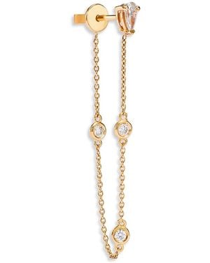 Moon & Meadow 14K Lab Grown Diamond Pear & Round Single Stud Chain Earring - White
