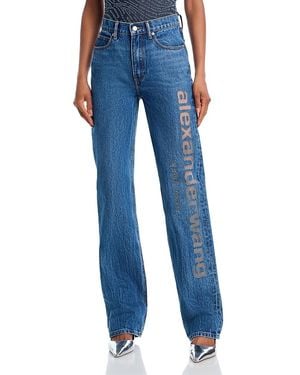 T By Alexander Wang Alexanderwang. T Ez Mid Rise Logo Straight Jeans - Blue