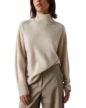 Whistles Cashmere Seam Detail High Neck Sweater - Brown