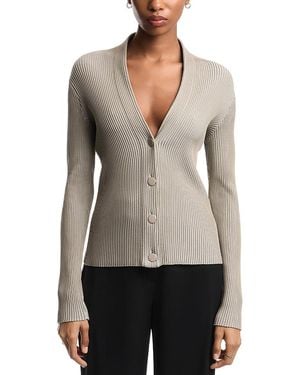 Emporio Armani Ribbed Striped Cardigan - Gray