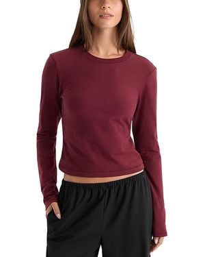 GOOD AMERICAN Cotton Stretch Long Sleeve Baby Tee - Red