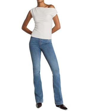 Spanx Ribbed Knit Off The Shoulder Ruched Top - Blue