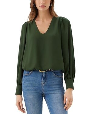 Karen Kane V Neck Puff Sleeve Top - Green
