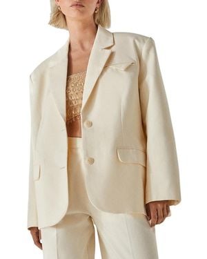 Nasty Gal Twill Oversized Tailored Blazer - Natural