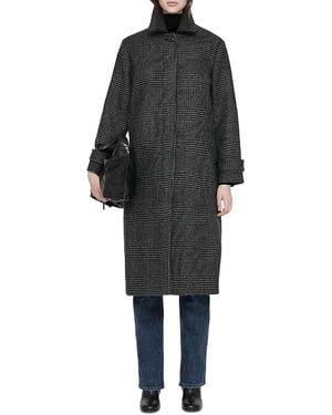 AllSaints Bianca Houndstooth Double Collar Coat - Black