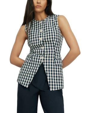 Veronica Beard Lois Gingham Vest - Blue
