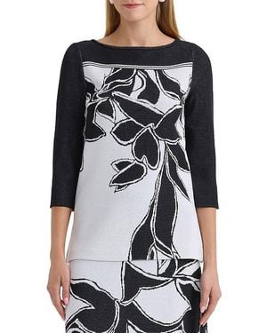 Ming Wang Floral Jacquard Soft Knit Tunic - Black