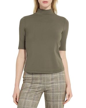 Lyssé Clara Mock Neck Elbow Sleeve Top - Green