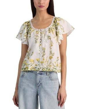 Alice + Olivia Odette Flutter Sleeve Blouse - Blue