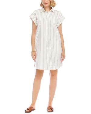 Karen Kane Stripe Cap Sleeve Shirtdress - White