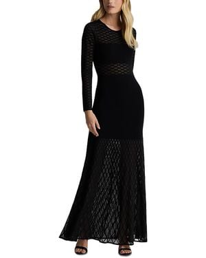 St. John Sheer Treillis Knit Gown - Black