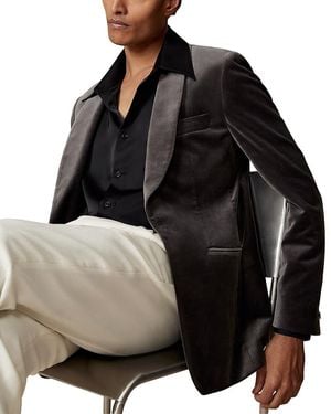 Reiss Mount Velvet Tailored Fit Shawl Blazer - Black