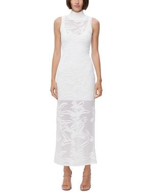 Hervé Léger Sleeveless Jacquard Illusion Gown - White