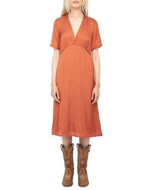 Zadig & Voltaire Mid Length Jacquard Satin Dress - Orange
